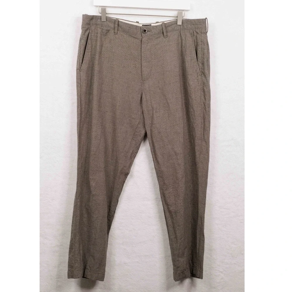 J CREW 770 Straight Fit Linen Cotton Blend Trousers Brown Sz 36x28